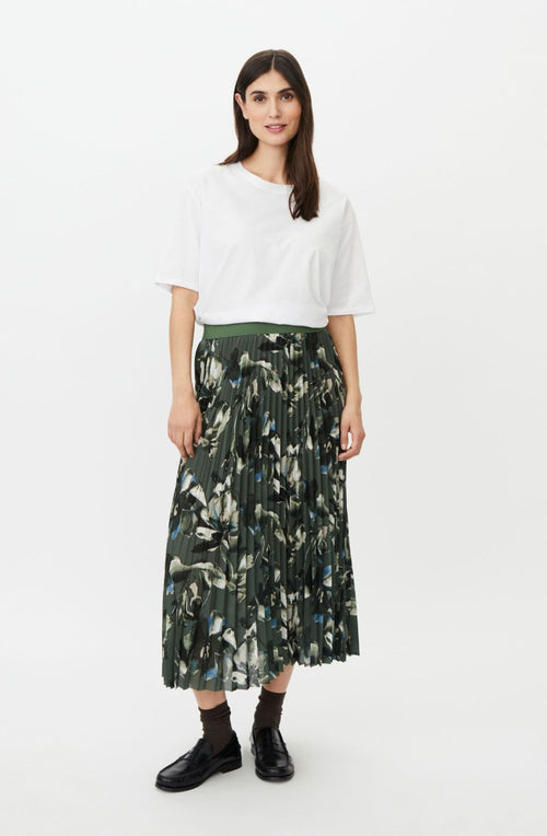 Sanai Beetle Green Floral Silk Touch Skirt
