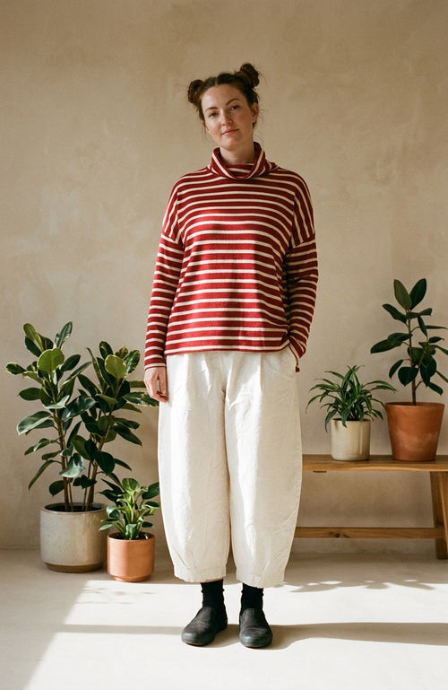 Scuro Red Stripe Cowl Neck Jade Jumper