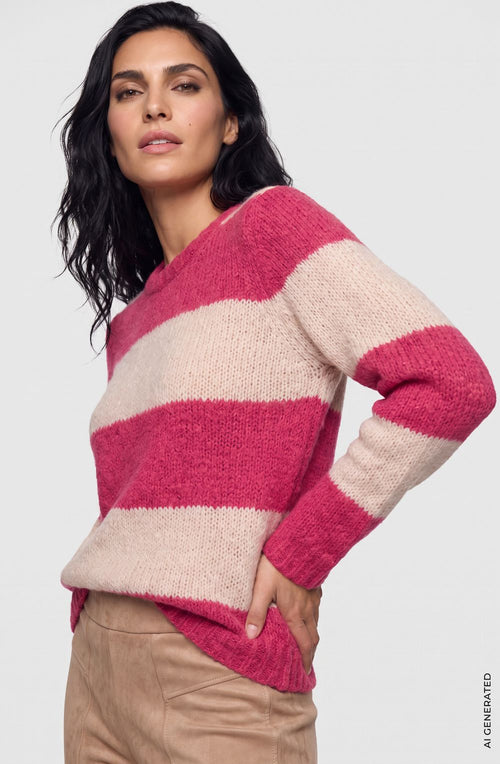 Redberry Stripe Chunky Knit Oversized Cora Jumper