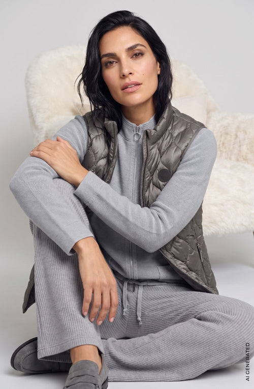 Mid Grey Lightweight Quilted Gilet