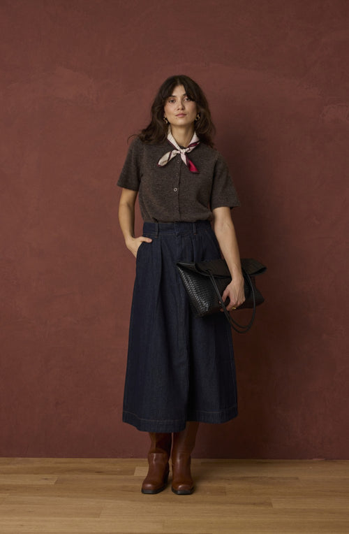 Dark Denim A-Line Skirt