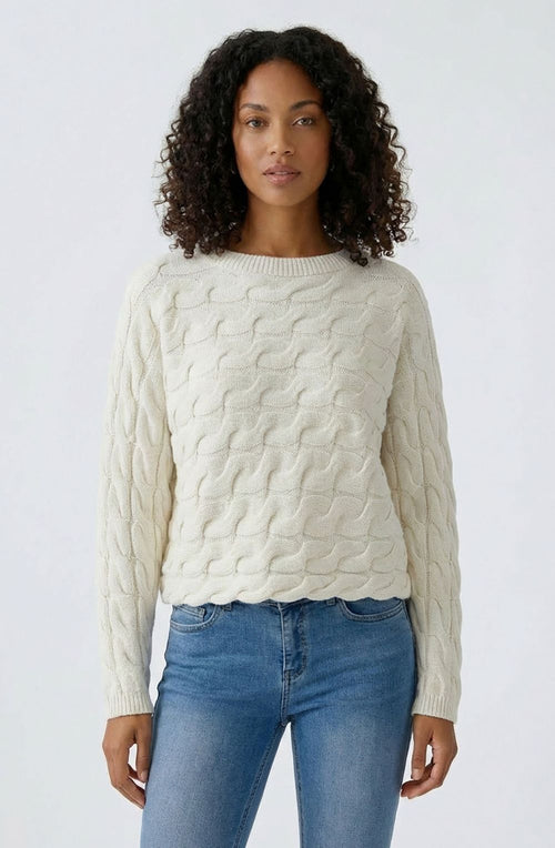 Off White Cable Knit Boxy Jumper