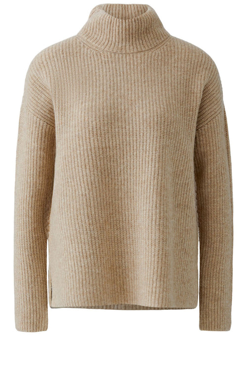 Brown Melange High Neck Oversized Jumper