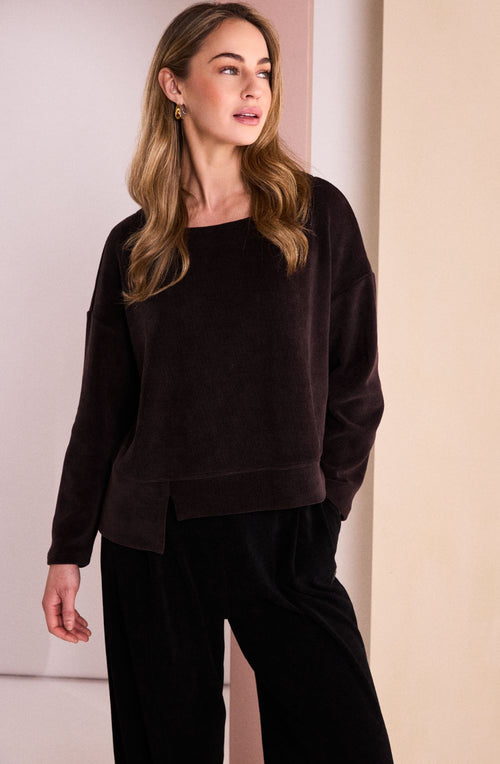 Choko Super Soft Ribbed Corduroy Round Neck Top