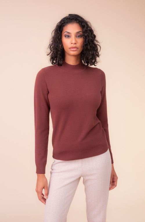 Chocolate Fine Knit High Neck Jumper
