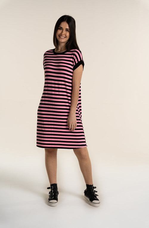 Pink Striped Jersey Dress
