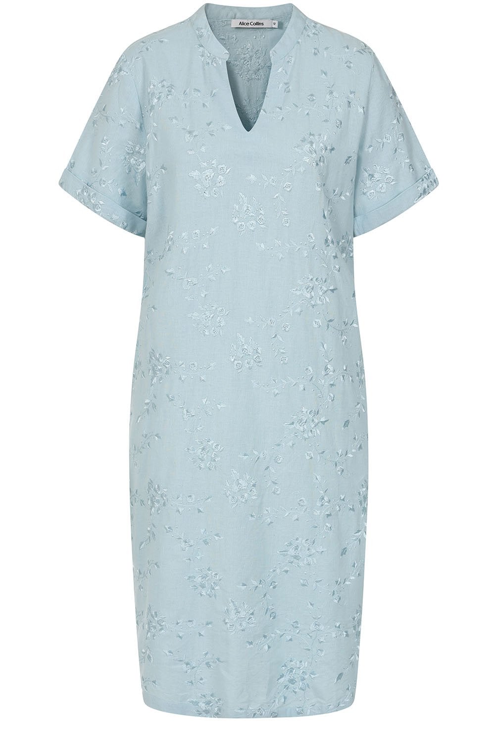 Chalk Blue Posy Embroidered Hazel Dress – Shirt Sleeves