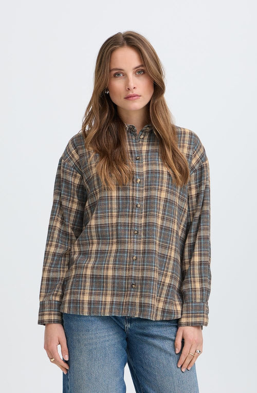 Grey, Brown and Blue Checked shirt
