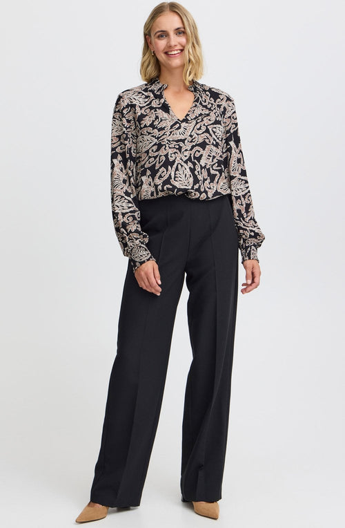 Black Abigail Wide Leg Trousers
