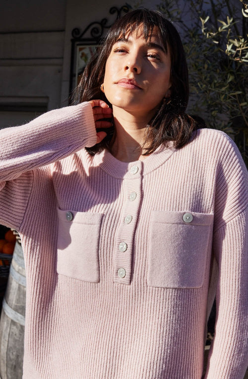 Rose Smoke Half Button Pullover