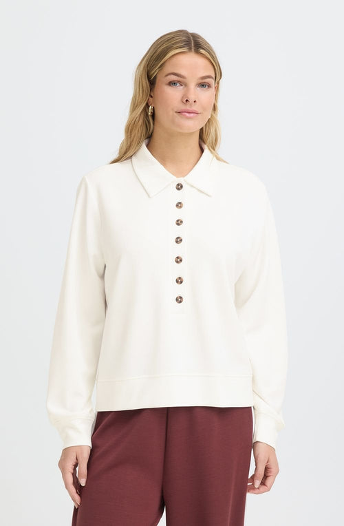 Whisper White Luxury Jersey Collared Top