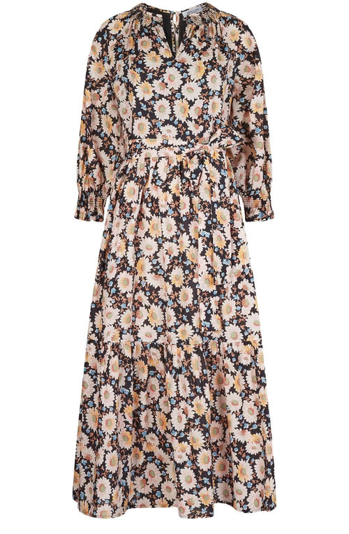 Sunflower Print Organic Belted Dress