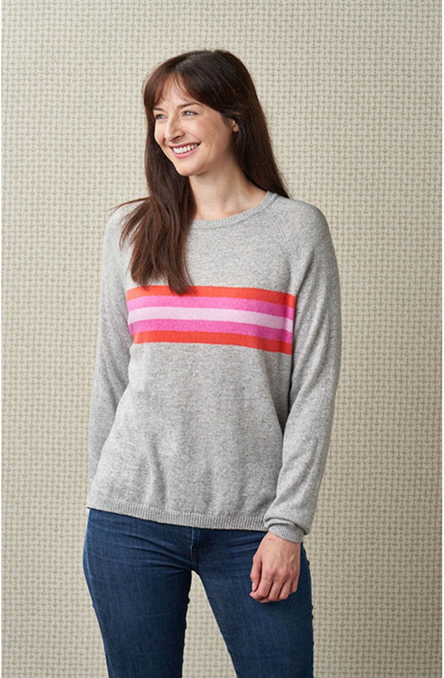 Grey Cashmere Stripe Jumper