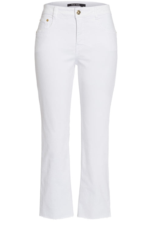 Off White Frayed Hem Boyfriend Jeans