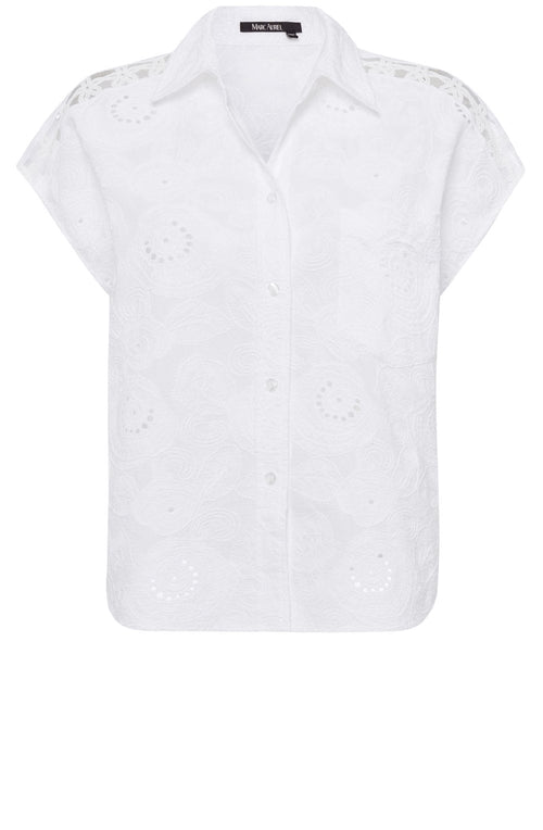 White Embroidered Poplin Blouse