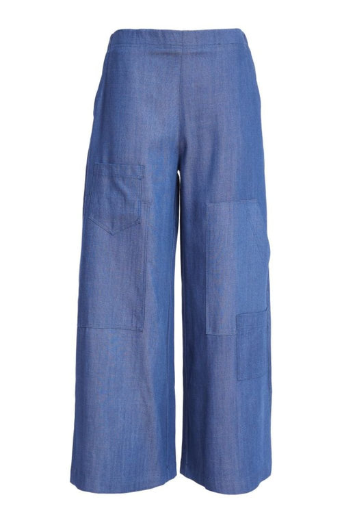 Denim Blue Wide Leg Tencel Trousers