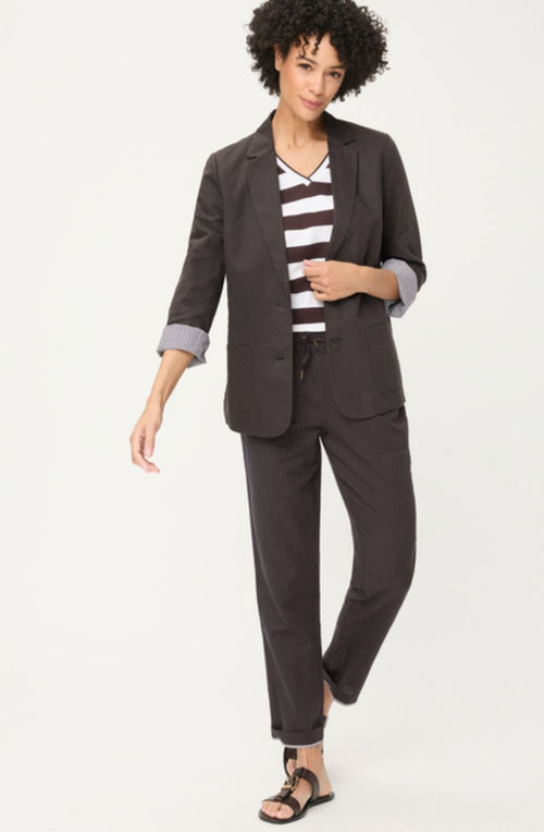 Dark Brown Linen Mix Blazer