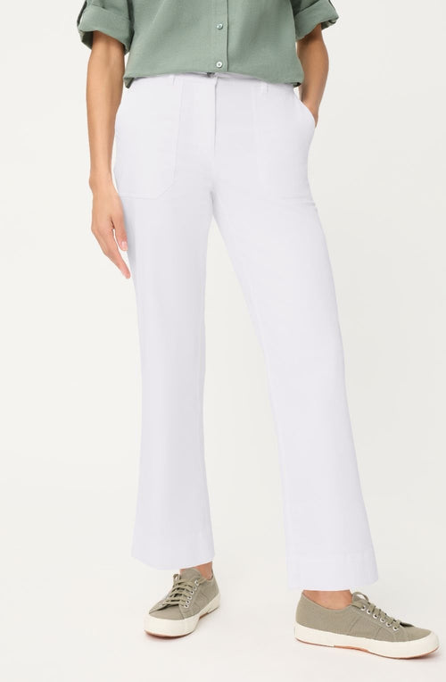 White Cropped Straight Leg Mona Trousers