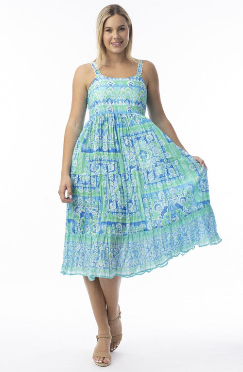Montevideo Aqua Strappy Midi Dress