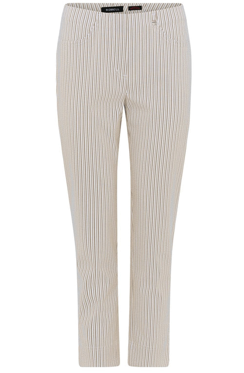 Bella Beige Stripe ankle Grazer Trousers