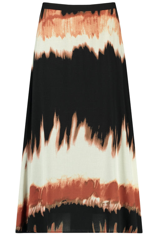 Black and Savannah Flared Midi Skirt