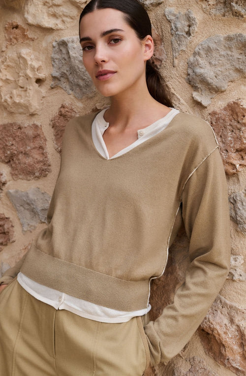 Khaki Green Layered Effect Jumper