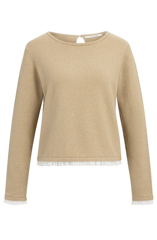 Cornstalk Brown Melange Ruffle Layered Effect Jumper