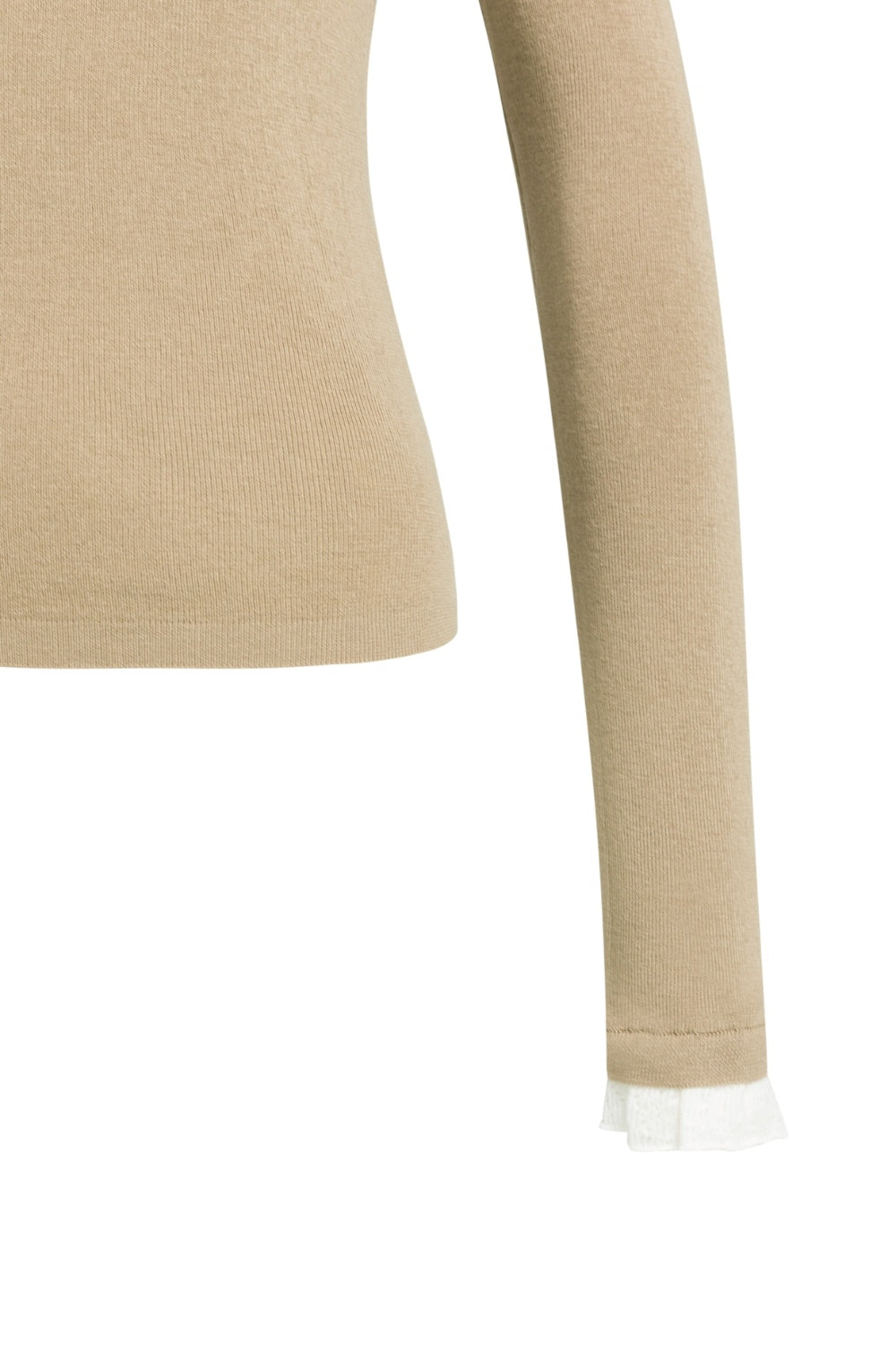 Cornstalk Brown Lace Layered Effect High Neck Jumper