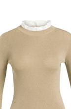 Cornstalk Brown Lace Layered Effect High Neck Jumper