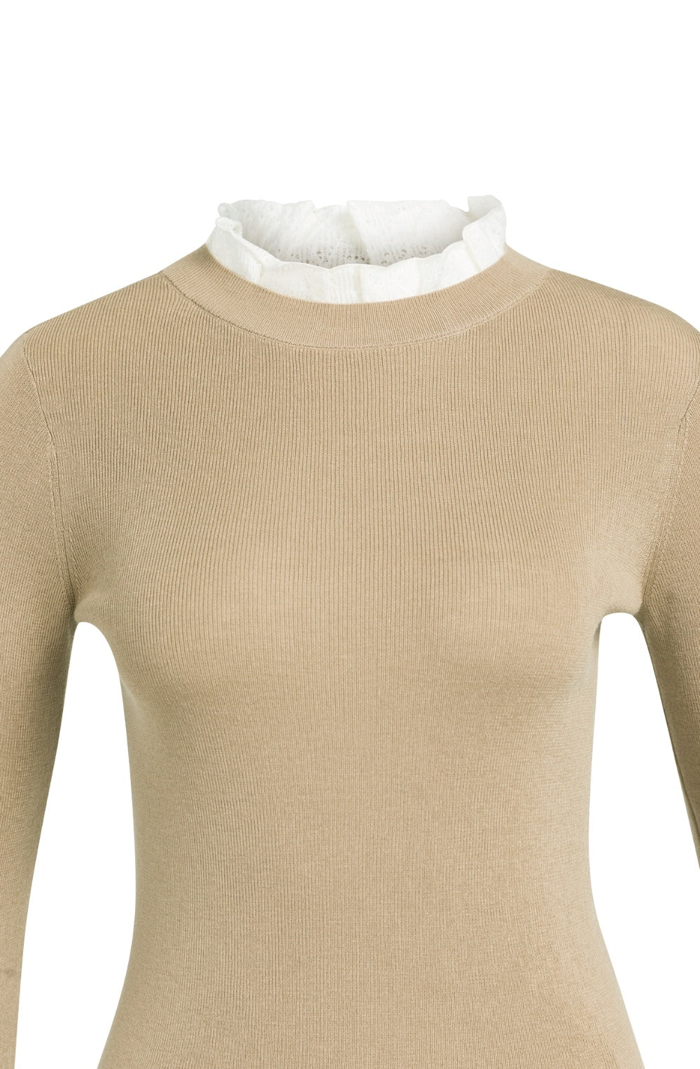 Cornstalk Brown Lace Layered Effect High Neck Jumper