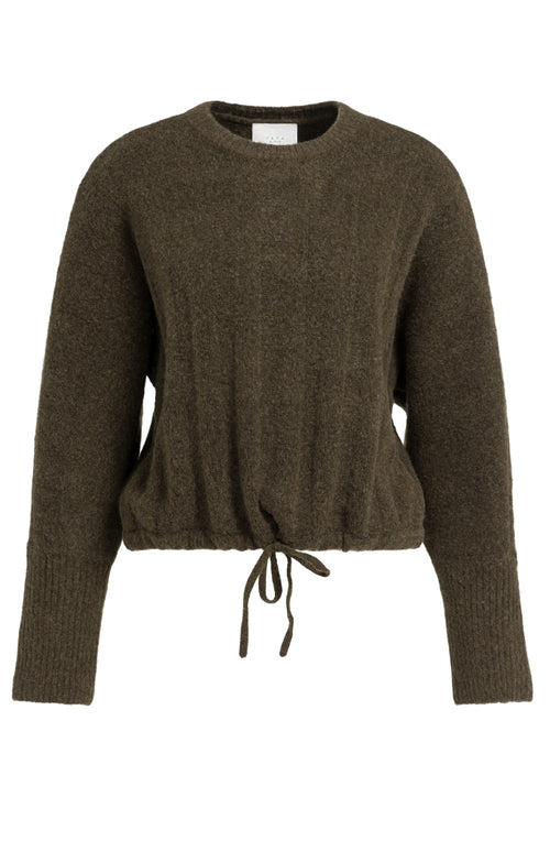Slate Black Brown Drawstring Hem Jumper