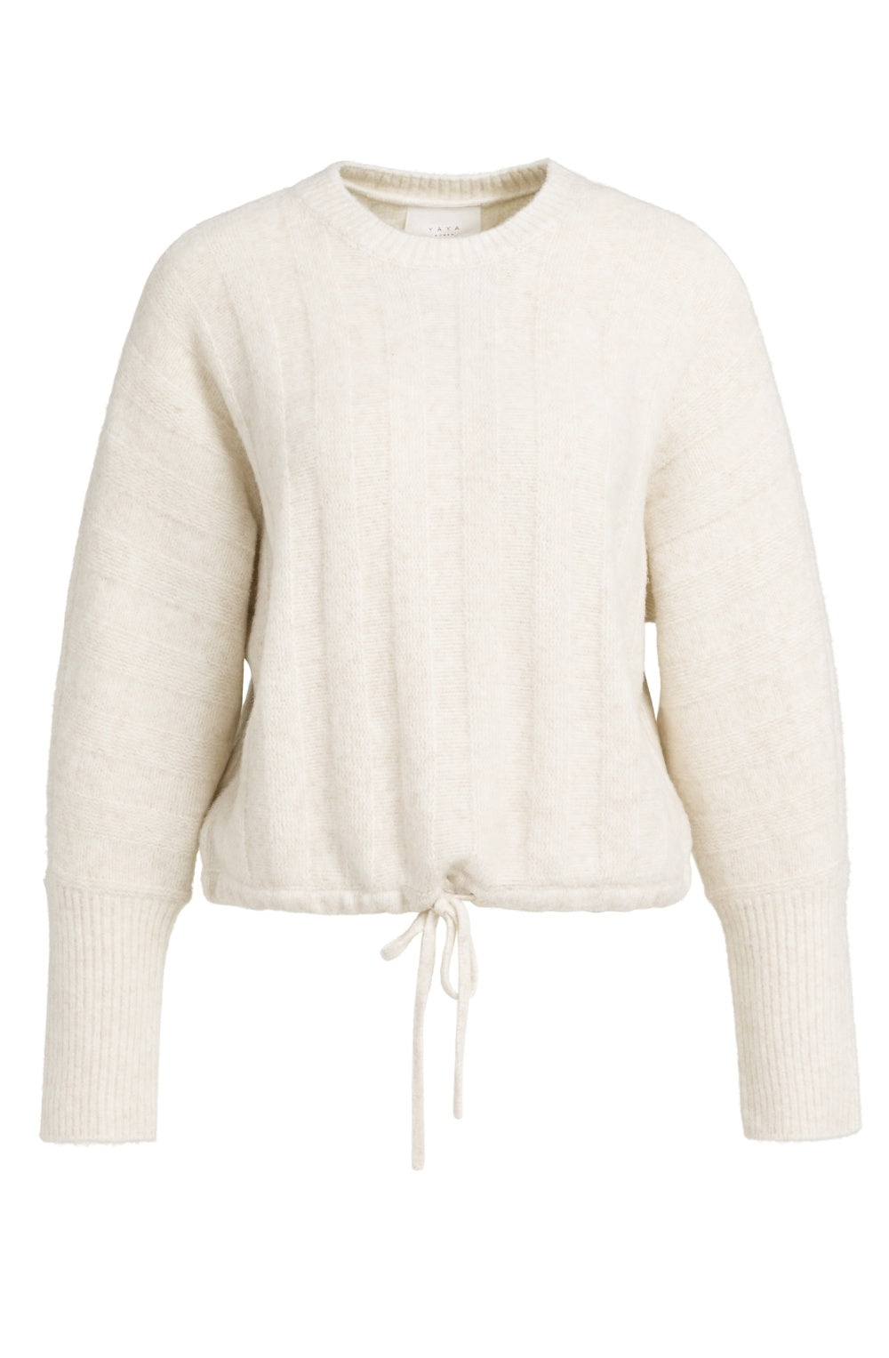 Off White Melange Drawstring Hem Jumper
