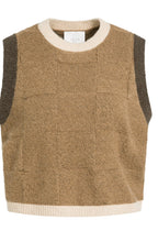 Otter Brown Contrast Hem Sleeveless Pullover