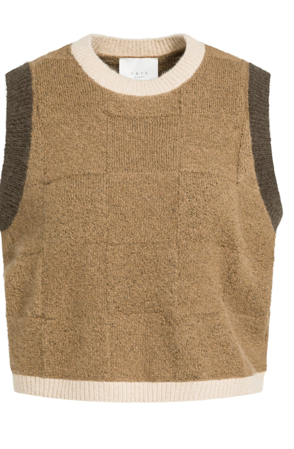 Otter Brown Contrast Hem Sleeveless Pullover