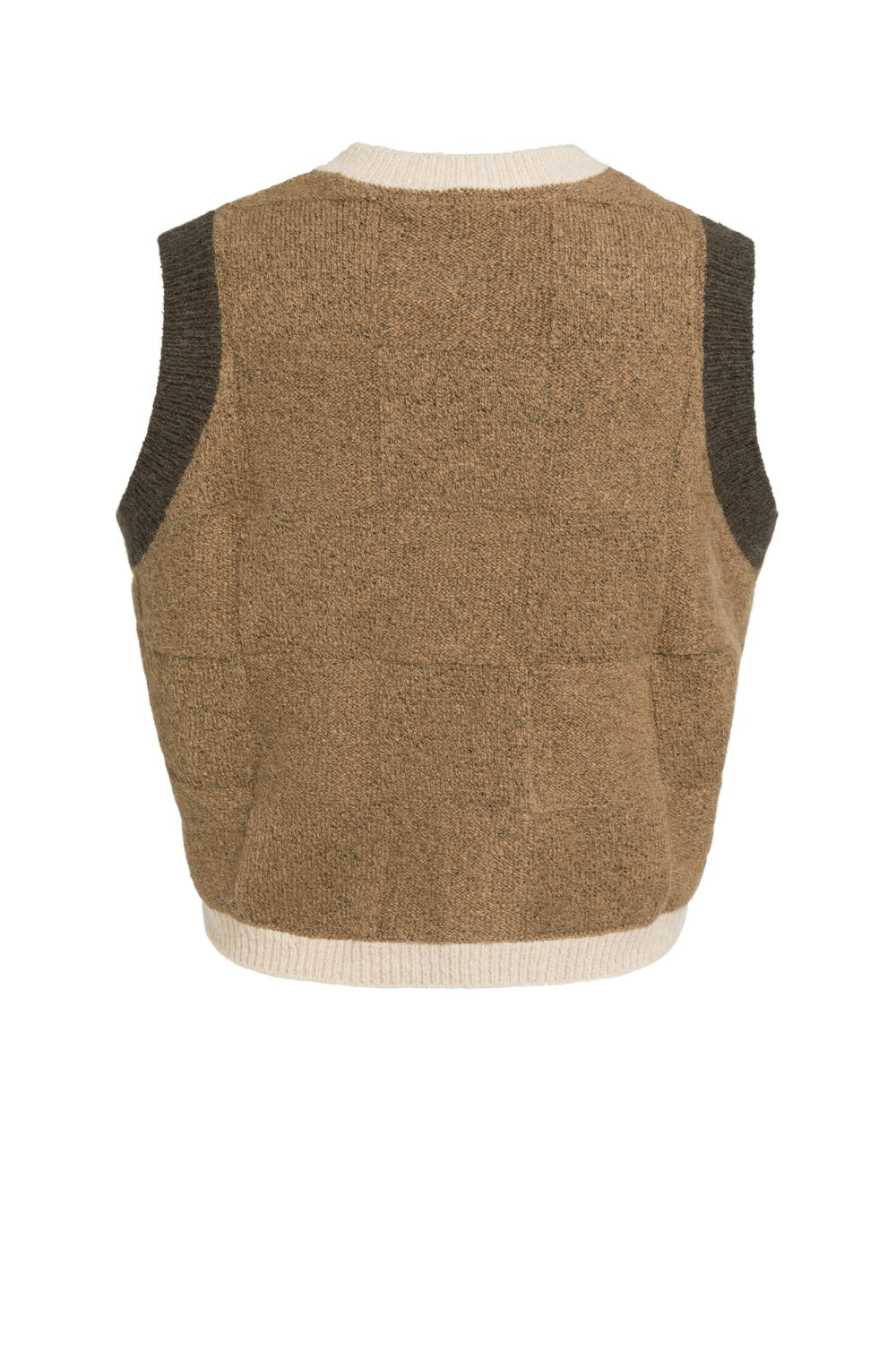 Otter Brown Contrast Hem Sleeveless Pullover
