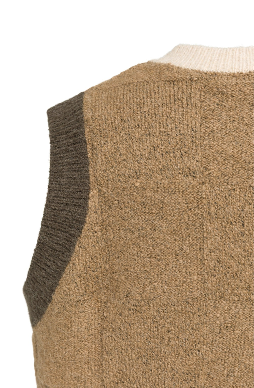 Otter Brown Contrast Hem Sleeveless Pullover