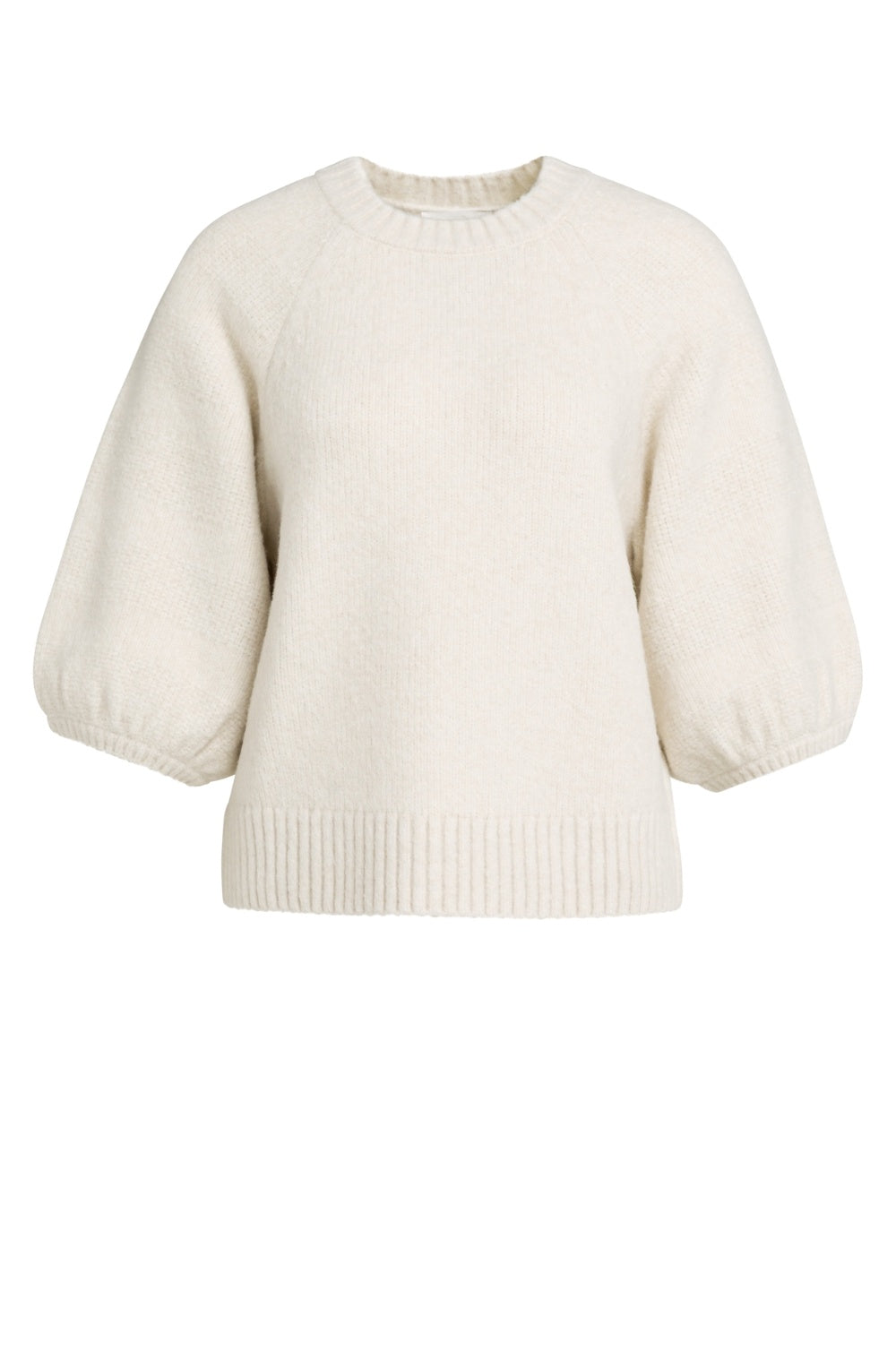 Off White Melange Oversized Short Sleeve Jumper