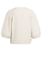 Off White Melange Oversized Short Sleeve Jumper