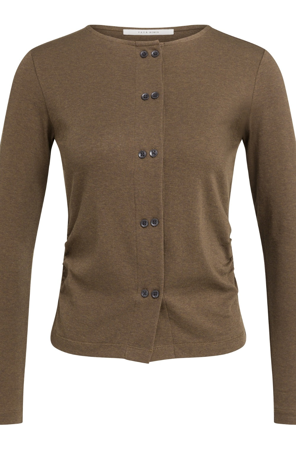 Teak Brown Melange Jersey Cardigan