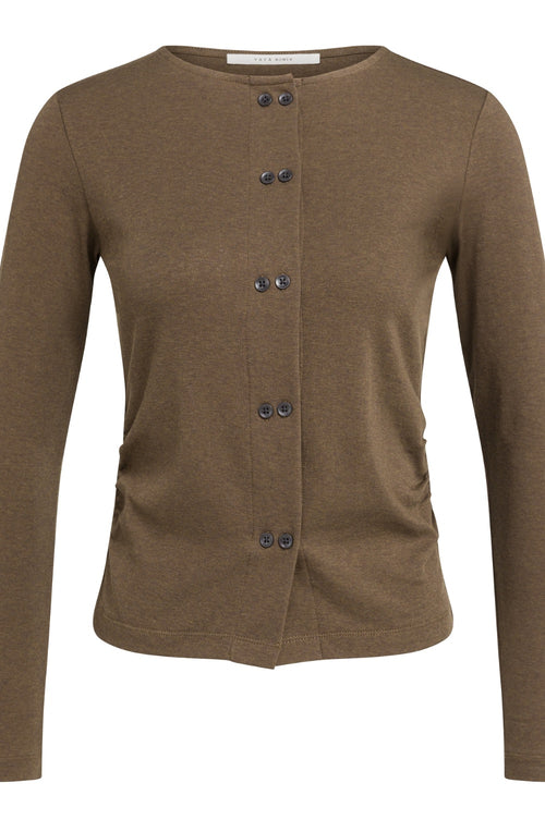 Teak Brown Melange Jersey Cardigan