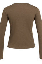 Teak Brown Melange Jersey Cardigan