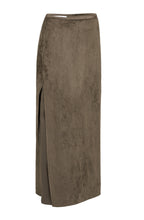 Brown Knee Length Sued Effect Skirt