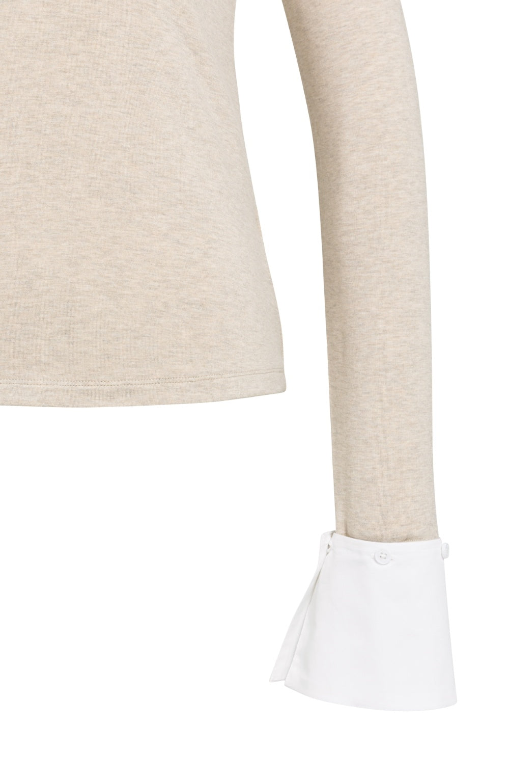 Beige Jersey Detachable Shirt Cuff Top