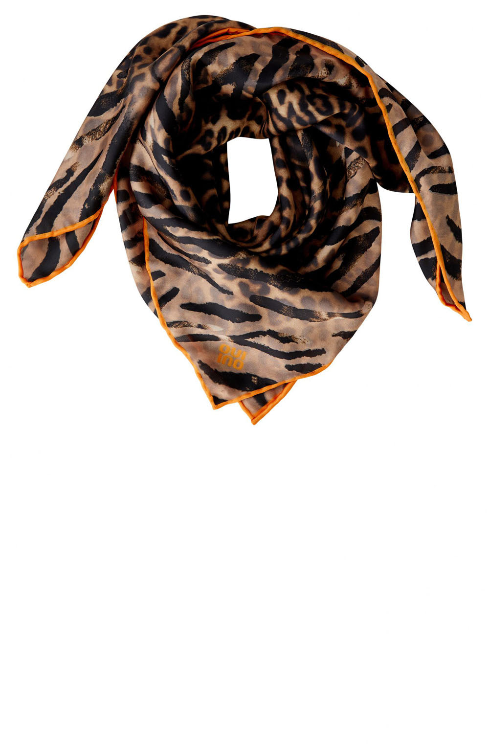 Camel Grey Animal Print Silk Touch Scarf