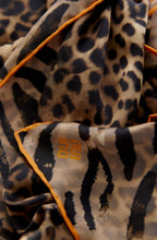 Camel Grey Animal Print Silk Touch Scarf