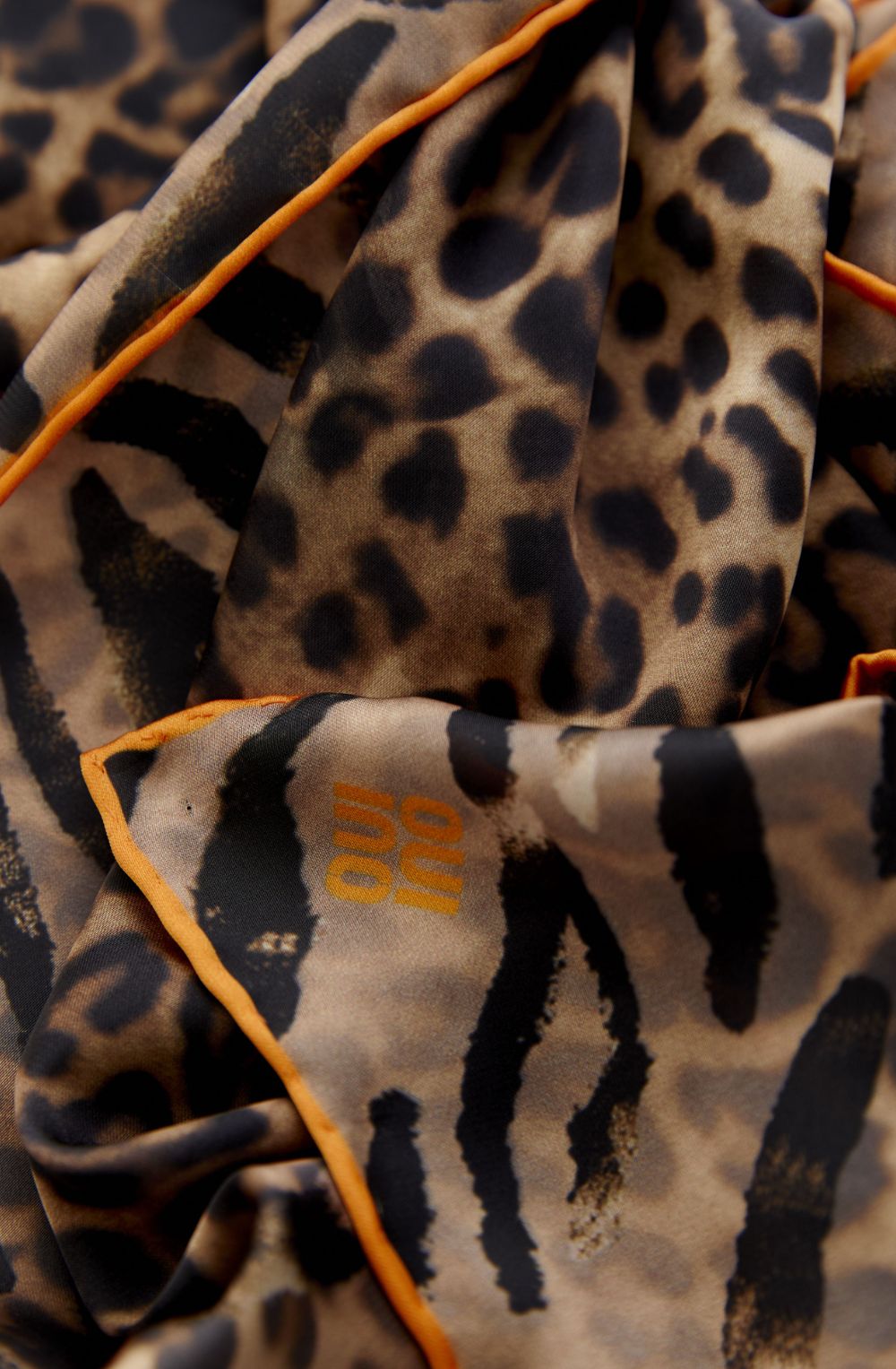 Camel Grey Animal Print Silk Touch Scarf