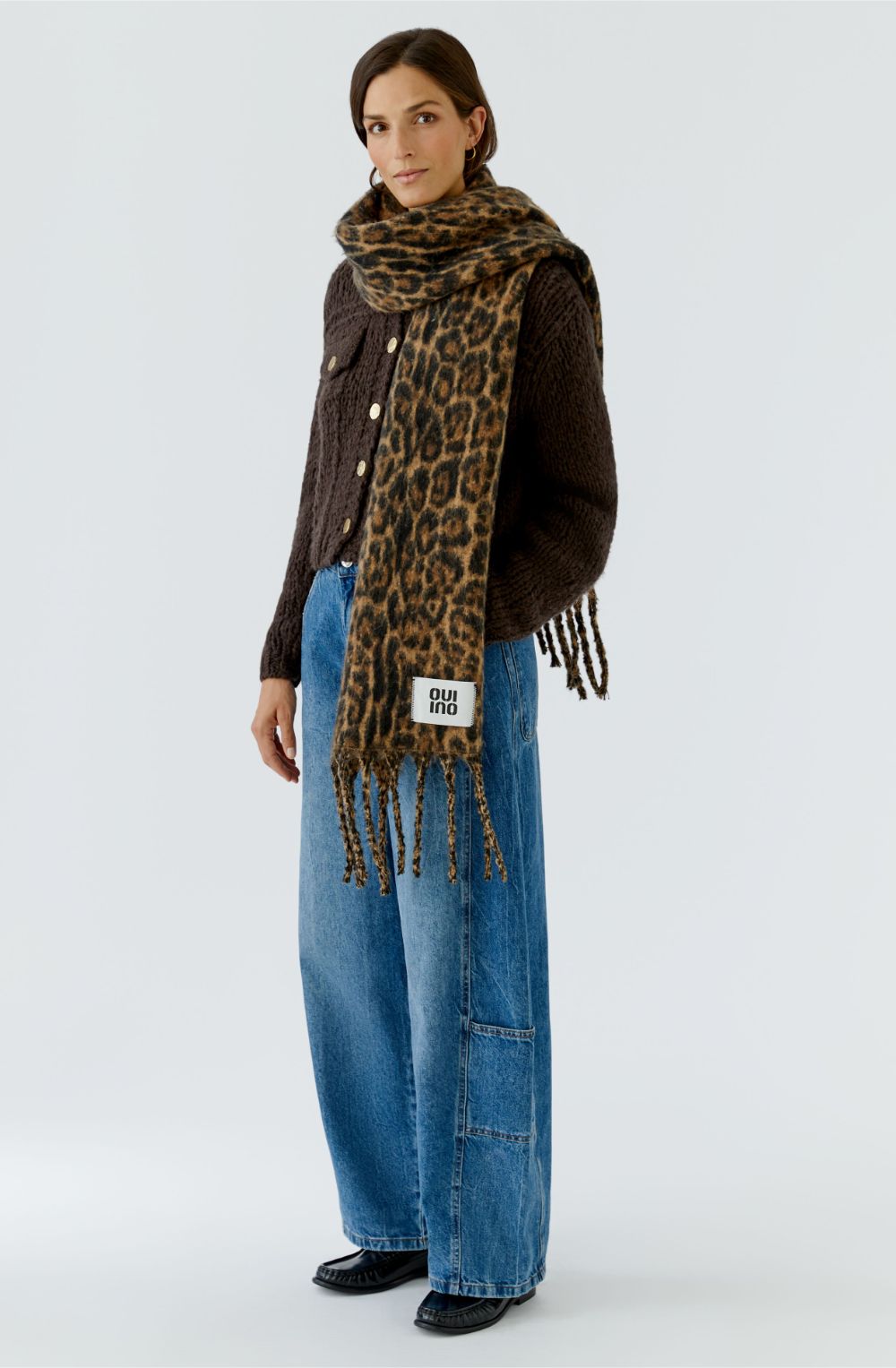 Camel Grey Animal Print Super Soft Oversized Scarf