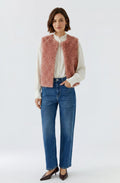 Rose Fluffy Faux Sheep Skin Waistcoat