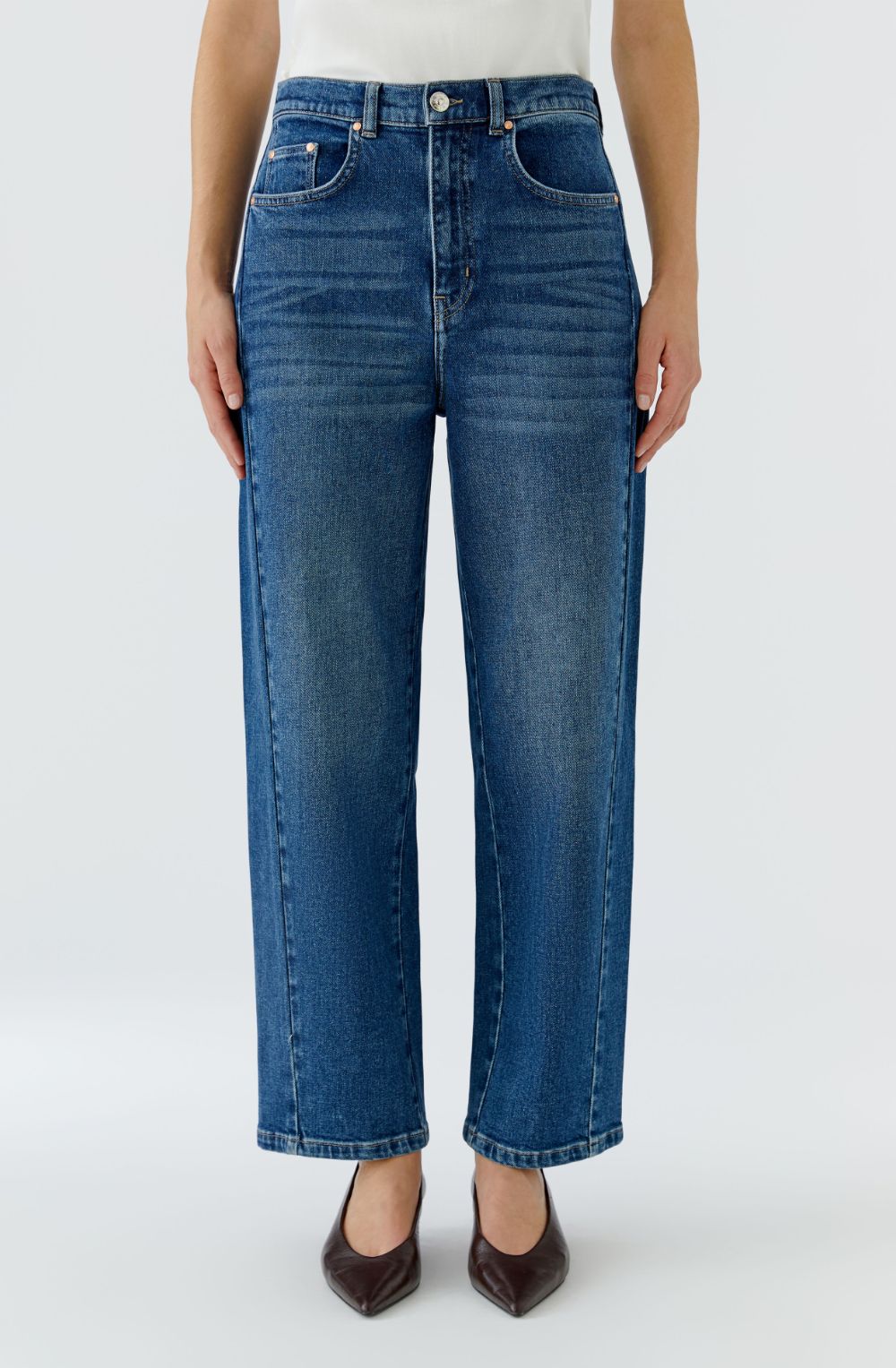 Bright Blue Denim Barrel Jeans