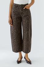 Brown Grey Leopard Print Cropped Balloon Jeans